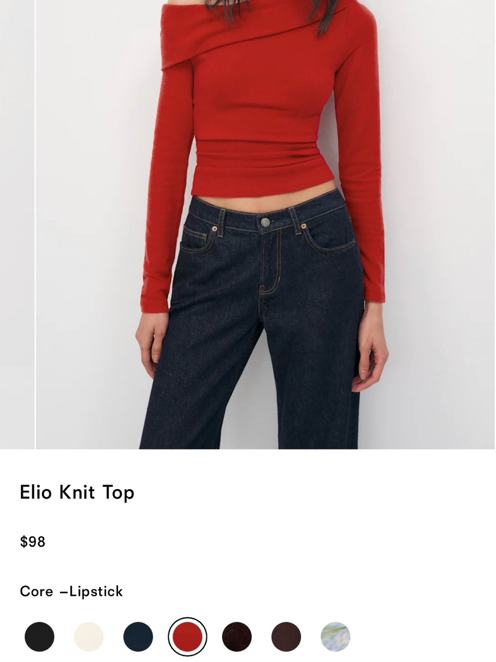 Reformation Red Elio Knit Top